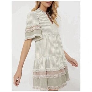 Tuckernuck Cotswald Stripe Crawford Dress in Green Gingham Large L